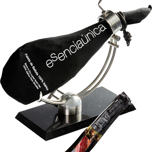 Bellota Vorderschinken vom Iberischen Schwein Stück 4,7 kg + 1/2 luftgetrocknete Schweinelende Eichelmast 100% iberisches Schwein ca. 500 g