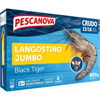 PESCANOVA Black Tiger raw jumbo king prawns 13-16 prawns case 800 g