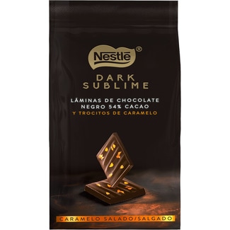 NESTLE DARK SUBLIME Täfelchen aus dunkler Schokolade mit salzigem Karamell Karton 150 g