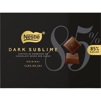 NESTLE DARK SUBLIME dunkles Schokoladenkonfekt Auswahl 85% Kakao Original und Fleur de Sel Karton 144 g