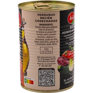 Pisto sofrito de verduras lata 400 g - Hida