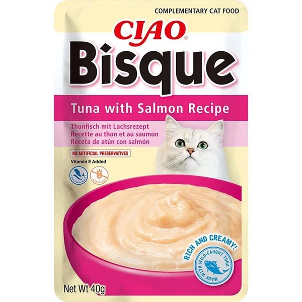 comida húmeda para gatos adultos puré de atún y salmón 40 g