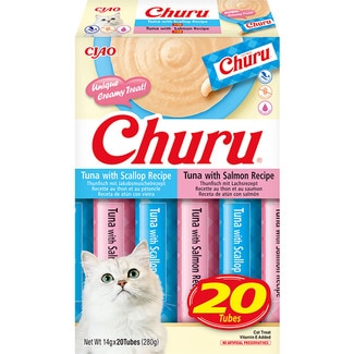 CHURU snack líquido para gatos sabor atún con salmón y atún con vieira 20 x envase 14 g