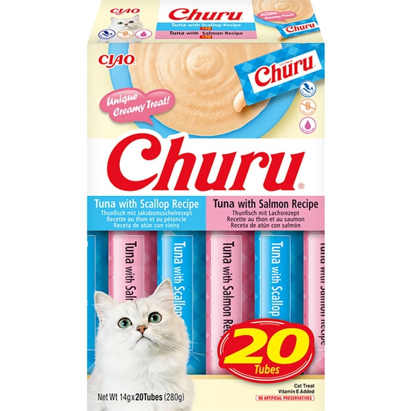 snack líquido para gatos sabor atún con salmón y atún con vieira 20 x container 14 g