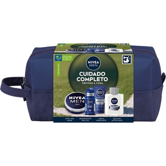 NIVEA MEN Kulturbeutel Komplettpflege Schützt und Pflegt mit Deo, Feuchtigkeitscreme, Aftershavebalsam und Nivea-Creme