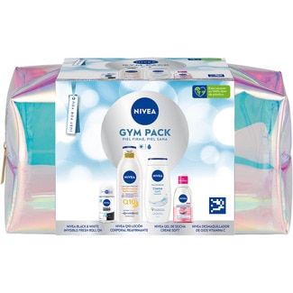 NIVEA Gym Pack toiletry bag for firm and healthy skin with roll-on deodorant, body lotion, shower gel and eye make-up remover