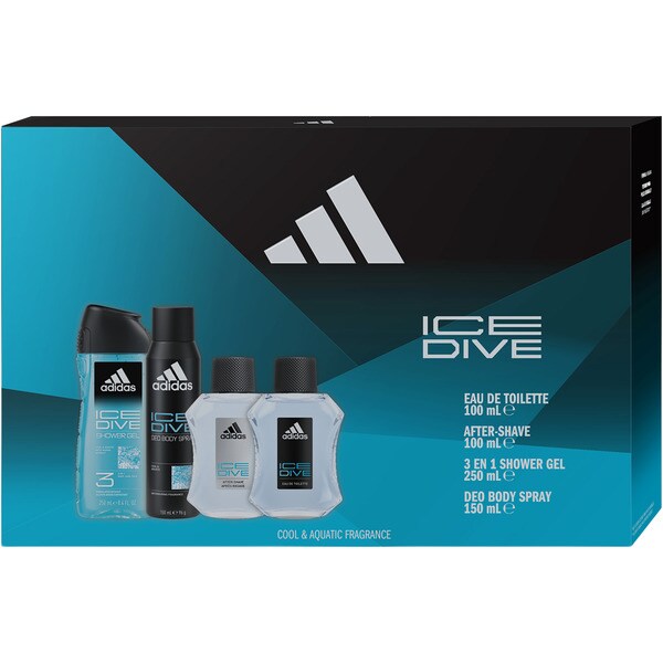 Ice Dive Schuber mit Eau de Toilette 100 ml + Aftershave 100 ml + Duschgel 3 in 1 250 ml + Deo Bodyspray 150 ml