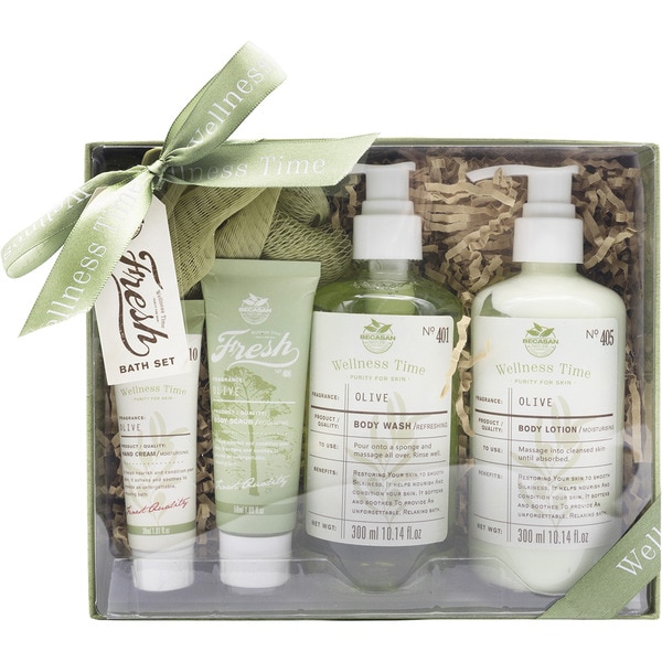 Box Wellness Time Olive mit Body Wash + Bodylotion + Handcreme + Body Scrub