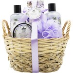 Botanicals Lavender Aroma wicker basket with bath salts + shower gel + bubble bath + body lotion + sponge