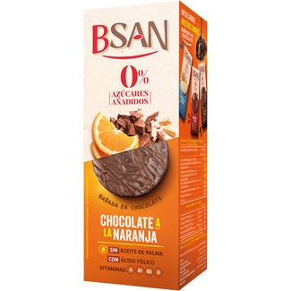 BSAN B-San Vollkorn Kekse mit Schokoladenüberzug und Orange 0% Zuckerzusatz Paket 120 g