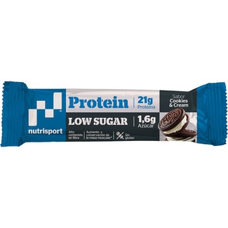 NUTRISPORT barrita proteica baja en carbohidratos sabor cookies & cream baja en azúcar envase 60 g