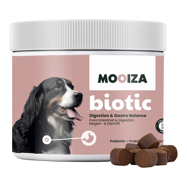 Mooiza – Snack natural para perros Biotic Moozia prebiotico cordero, patata y boniato 300 g.
