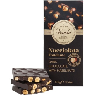 Venchi Chocolate Preto com Avelãs embalagem 100 g