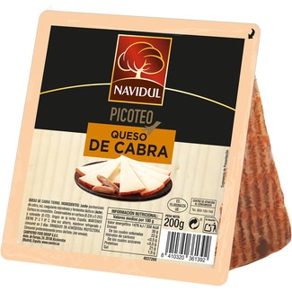 NAVIDUL Picoteo queso de cabra tierno elaborado con leche pasteurizada ya cortado cuña 200 g