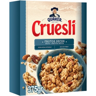 QUAKER Cruesli wholemeal oat flakes with nuts packet 375 g