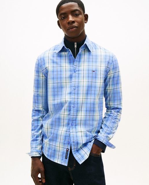Tommy Jeans - Camisa de hombre de cuadros de popelín regular fit.