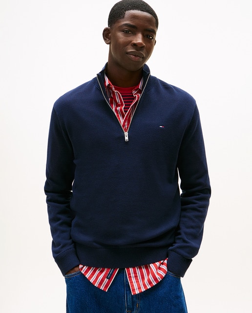 Tommy Jeans - Jersey de hombre slim fit de hombre con cremallera 3/4.