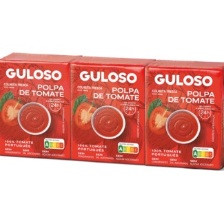 Guloso Polpa de Tomate Pack 3 unidades embalagem 630 g
