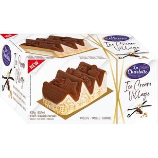 LA CHARLOTTE tarta helada Aldea de Navidad de caramelo, vainilla y avellana estuche 800 ml