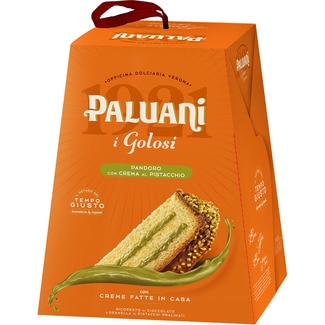 PALUANI 1921 pandoro gourmet con crema de pistacho verde di Bronte D. O. estuche 750 g