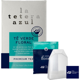 LATETERAZUL té verde Floral con flor de azahar y pétalos de rosa envase 20 bolsitas