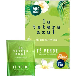 LATETERAZUL té instantáneo verde con zumo de manzana con vitamina C envase 20 bolsitas