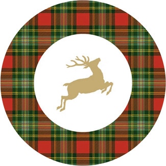 CASPARI Christmas Tartan and Reindeer dinner plate 27 cm packet 12 units