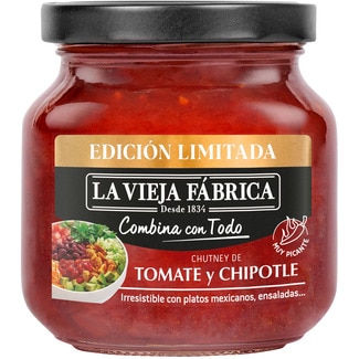 LA VIEJA FABRICA salsa chutney de tomate y chipotle muy picante Edición Limitada frasco 280 g irresistible con platos mejicanos y ensaladas