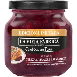 LA VIEJA FABRICA Limited Edition cherry & balsamic vinegar chutney flask 280 g ideal with pork ribs and poultry meats