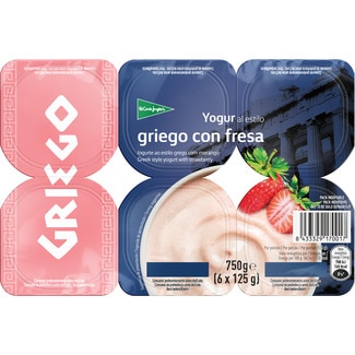 EL CORTE INGLES yogur al estilo griego con fresa pack 6 unidades 125 g