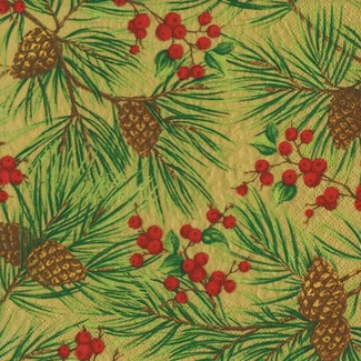 CASPARI Christmas Gold Holly napkins 25x25 cm packet 12 units