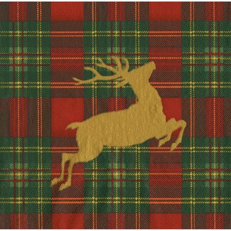 CASPARI Christmas Tartan Reindeer red napkins 33x33 cm packet 12 units