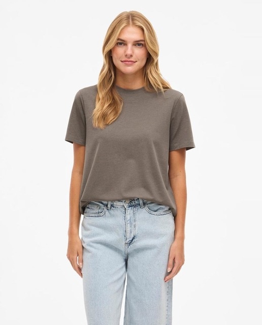 Vila - Camiseta de mujer lisa de manga corta.