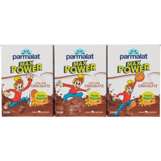 Parmalat Leite com Chocolate MaxPower Pack 3 unidades embalagem 200 ml