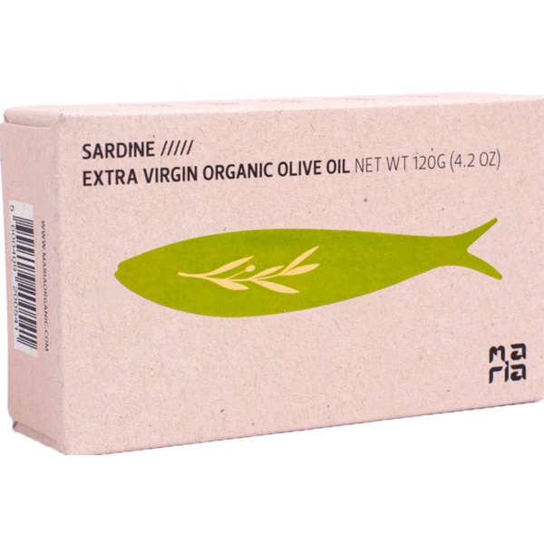 Sardinhas em Azeite Virgem Extra Biológico embalagem 120 g