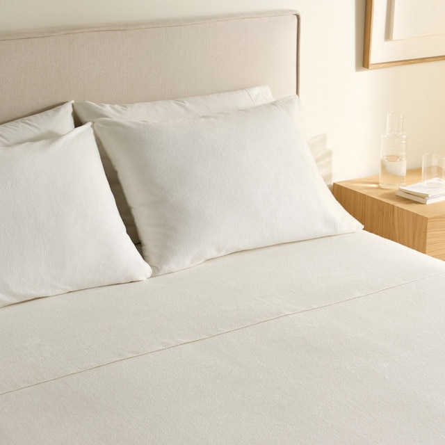 Juego de sábanas con bajera franela Liso El Corte inglés