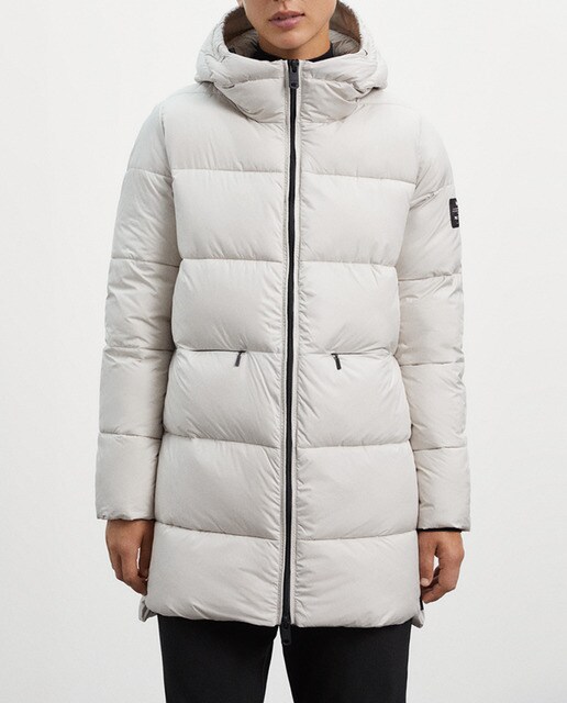 Abrigo acolchado de mujer con cierre de cremallera y bolsillos laterales