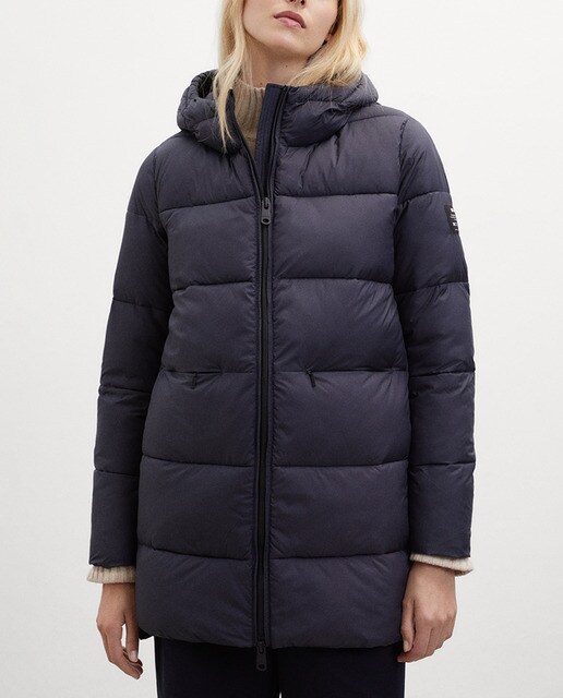 Abrigo acolchado de mujer con cierre de cremallera y bolsillos laterales