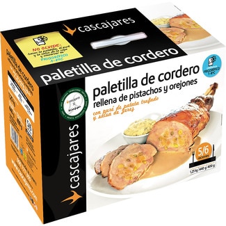 CASCAJARES paletilla de cordero rellena de pistachos y orejones con puré de patata trufado. caja 1,4 kg y salsa de jerez sin gluten 5/6 raciones. EXCLUSIVO DE EL CORTE INGLES