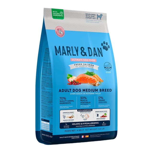 Marly & Dan – Pienso para perros adultos medianos Marly and Dan salmón 4 kg.