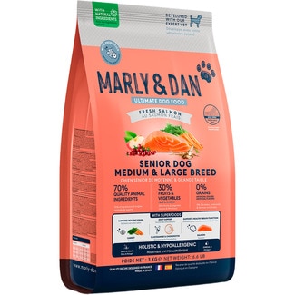 MARLY&DAN pienso para perros sénior medianos grandes salmón envase 3 kg