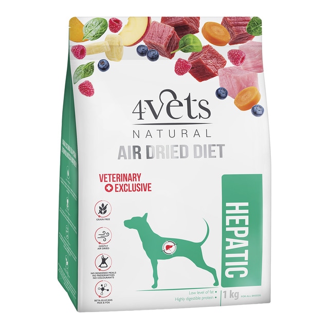 4Vets – Pienso para perros adultos Hepatic Dietas veterinarias 4Vets Natural ternera y pavo 1 kg.