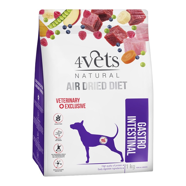 4Vets – Pienso para perros adultos gastrointestinal 4Vets Natural ternera y pavo 1 kg.