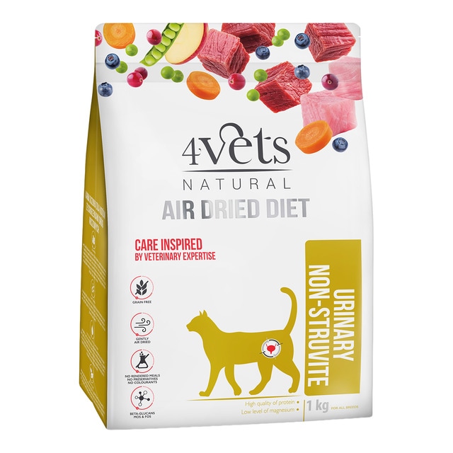 4Vets – Pienso para gatos adultos Urinary Non-Struvite 4Vets Natural ternera y pavo 1 kg.