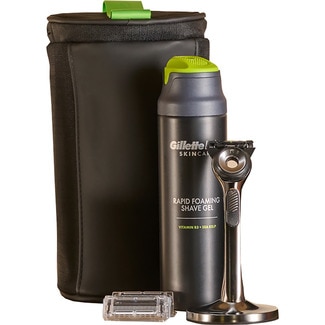 GILLETTE neceser con maquinilla de afeitar Labs Blister + colgador + shave gel