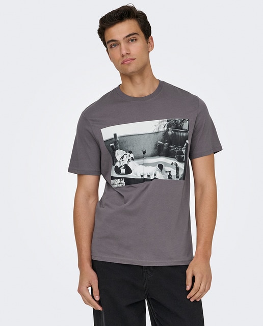 Only & Sons - Camiseta de hombre manga corta 100% algodón. Regular fit..
