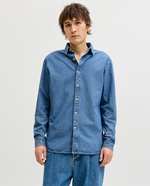 Jack & Jones - Camisa vaquera de hombre lisa slim fit.