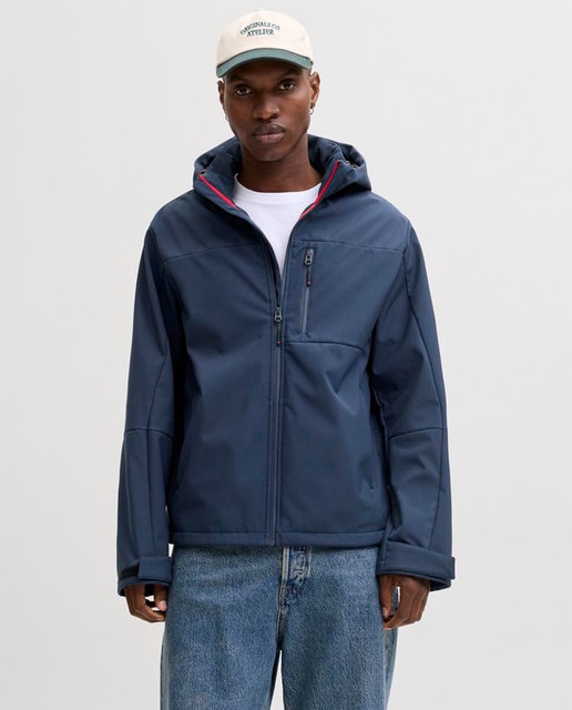 Jack & Jones - Chaqueta softshell de hombre con capucha y bolsillo.