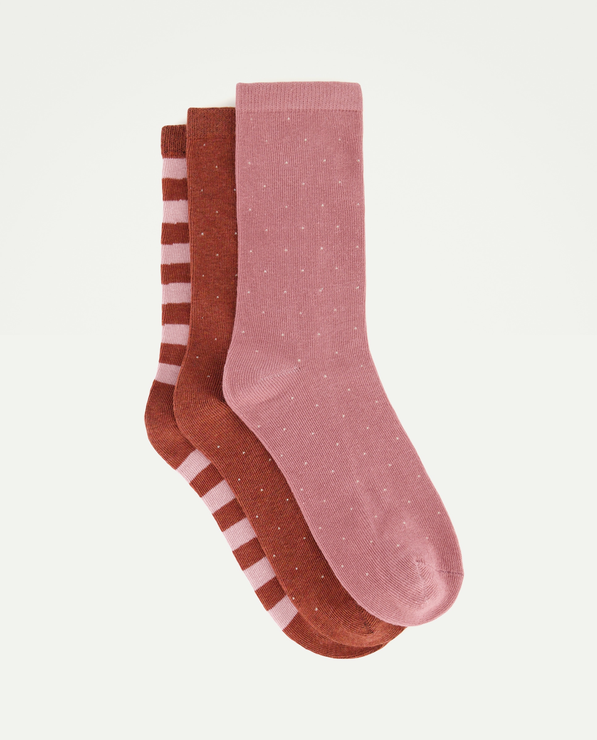 Pack 3 calcetines de mujer estampados Marrón-1