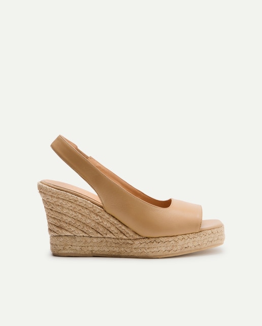 Latouche - Alpargatas cuña de mujer tipo peep toe en piel.